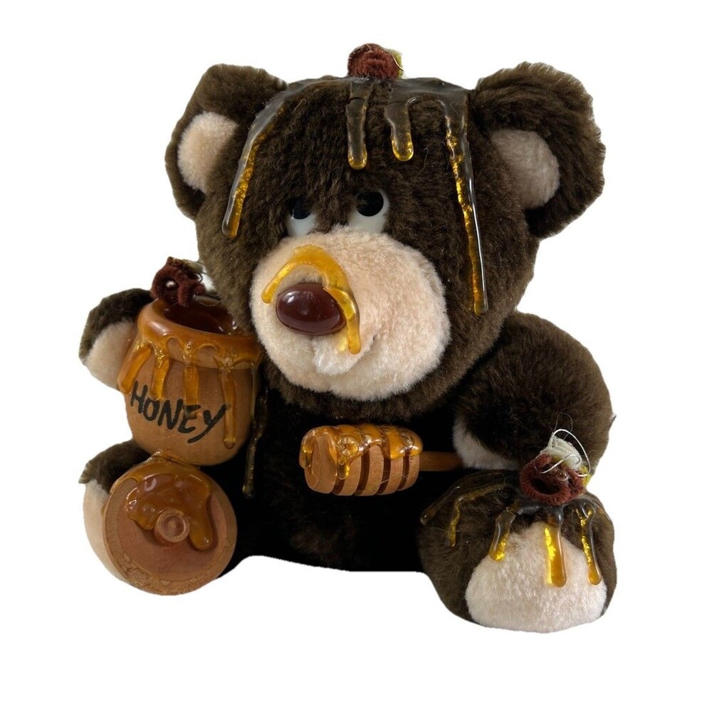 Loura Orzek The Honey Bear Brown Bear Stuffed Animal Plush Bees Honey Pot Kitsch